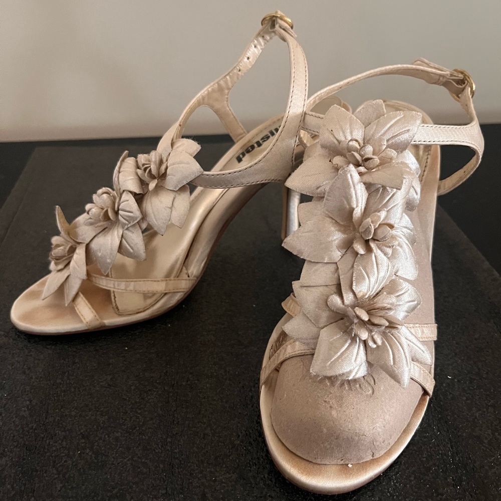 Satin Flower Embellished Heel